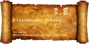 Kleinberger Borisz névjegykártya